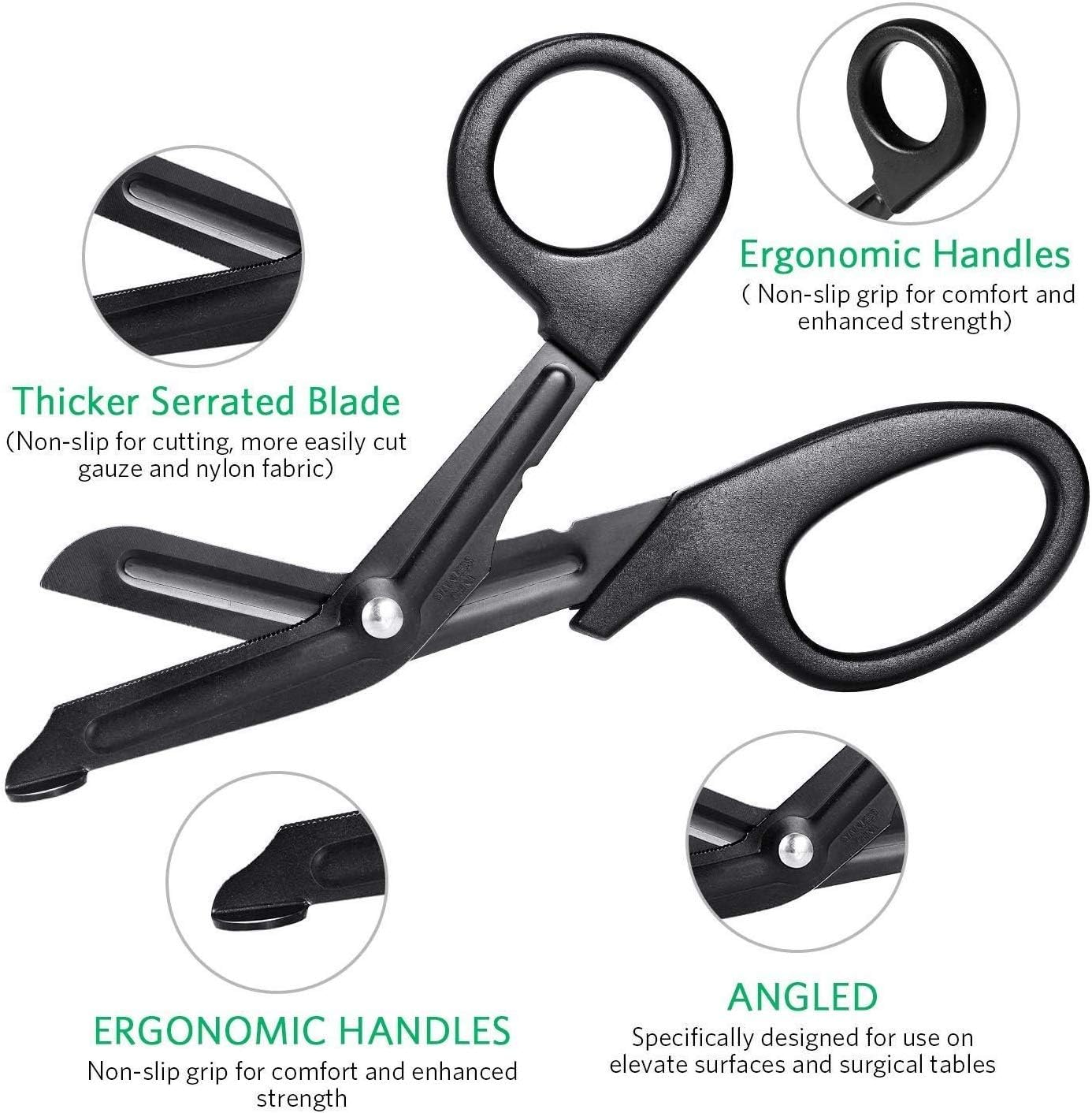 Trauma Shears, RISEMART Medical 7 1/4" Titanium-Bonded EMT Bandage Scissors and LED Pen Light with Pupil Gauge for Surgical Nursing Purposes(Gold and Silver)