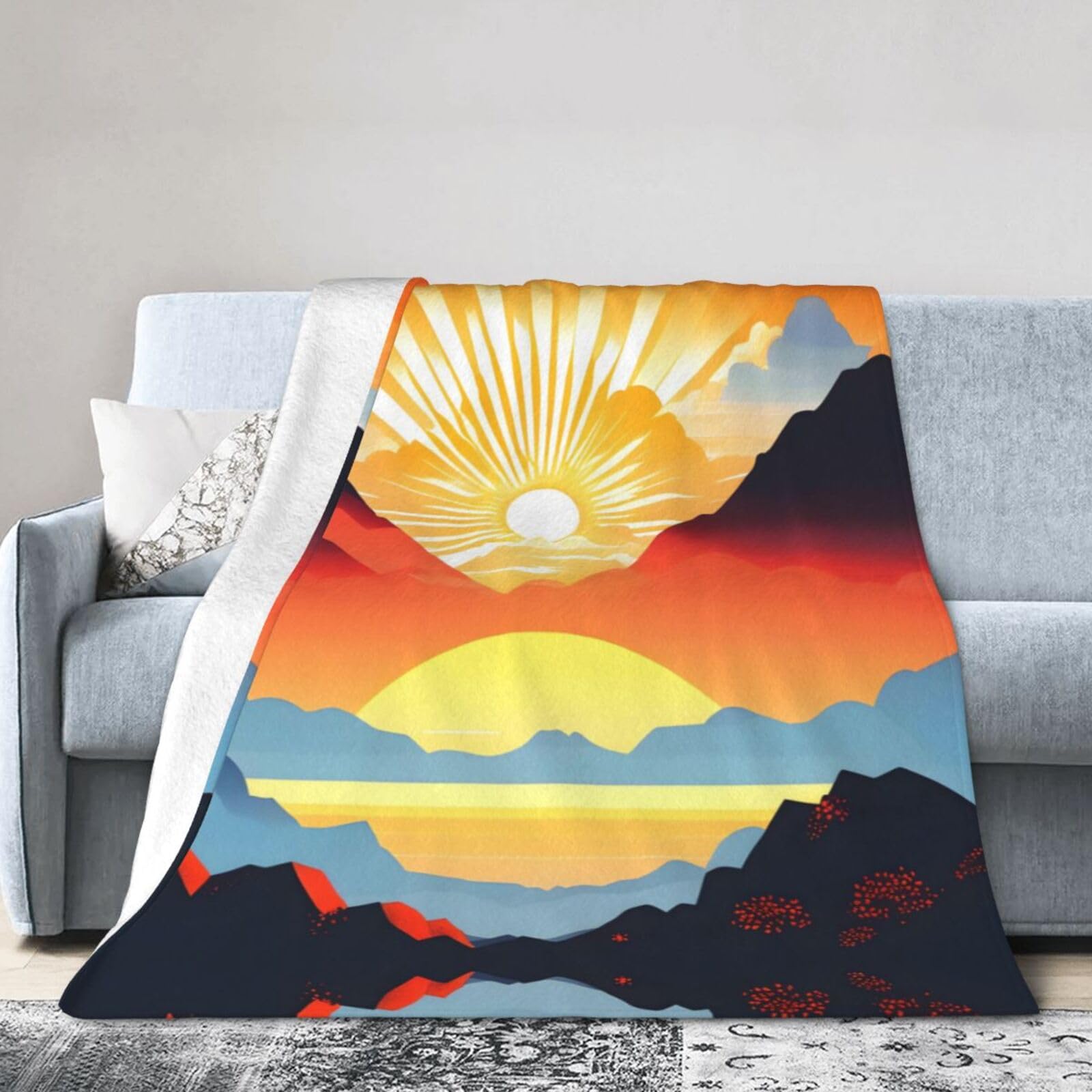 Bright Sunrise 80"x60" Fleece Blanket, Full Size, Super Soft, Suitable for Bed, Sofa, Camping, All Seasons