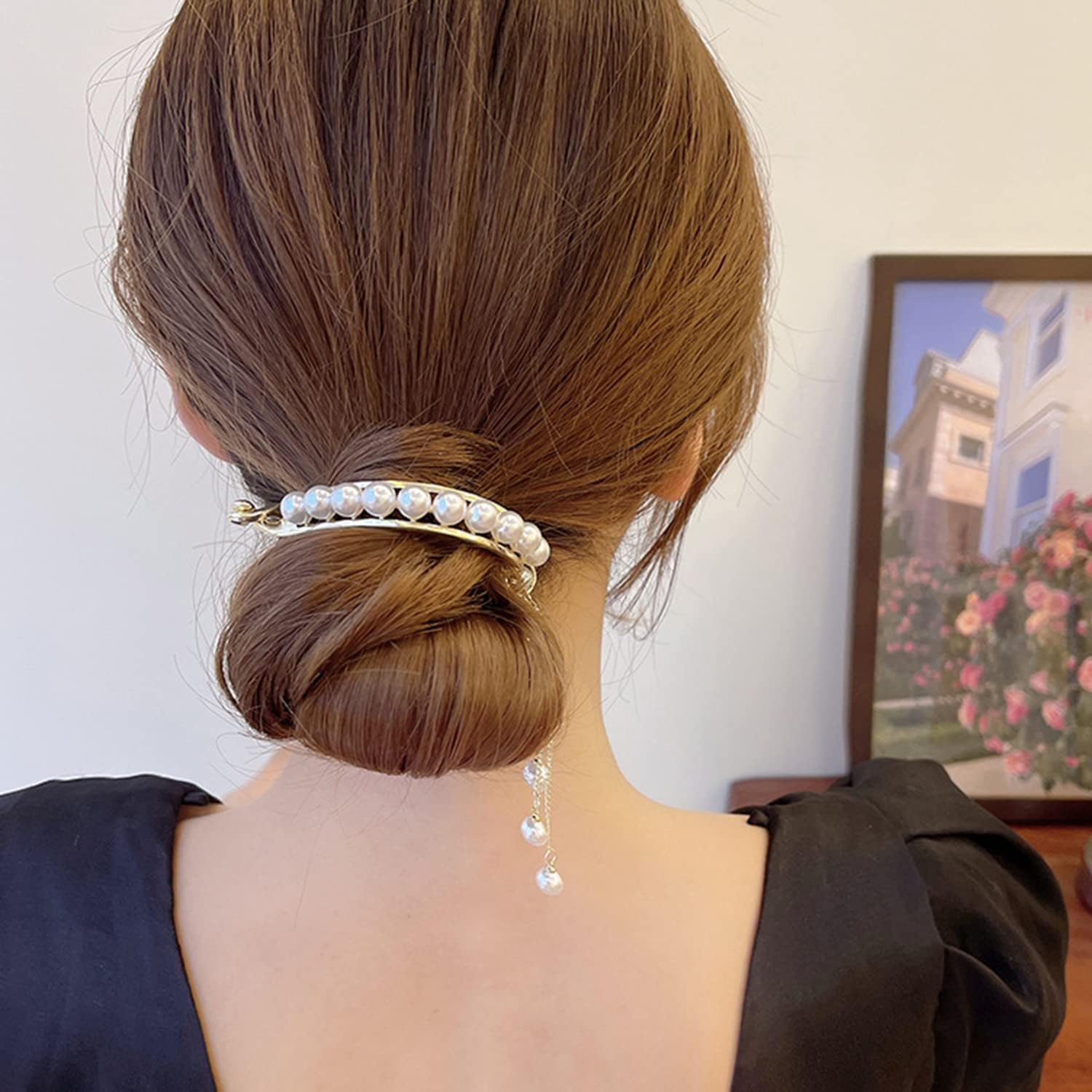 Zircon Pearls Tassel Ponytail Holder Hair Claws, Fashion Meatball Head Hair Ponytail Buckle, Rhinestone Hair Styling Claws, Women's Shining Headband Hair Circle (3Pcs)
