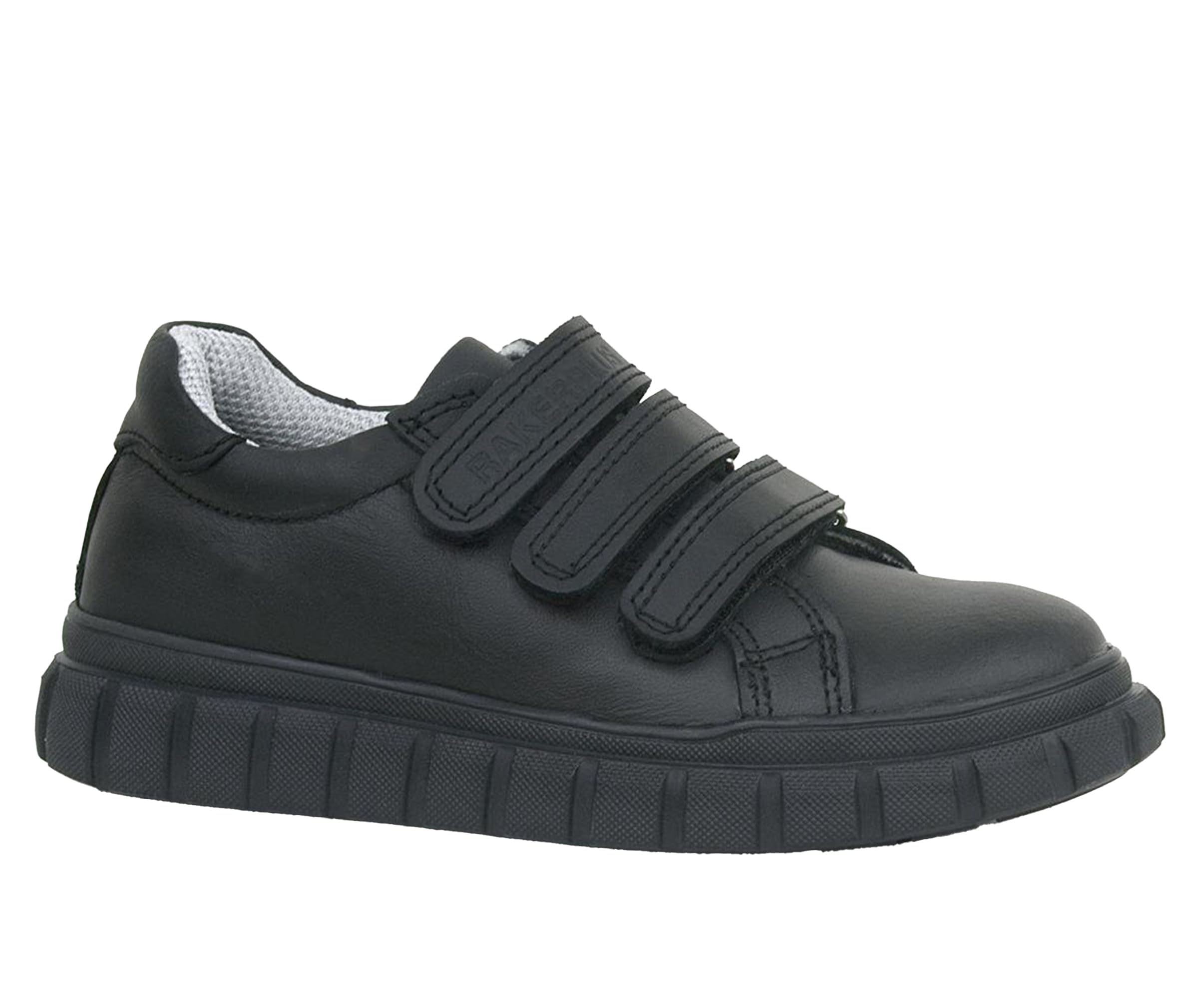 SIRRI Boys Black Leather School Shoes, Formal Smart Back to School Trainers