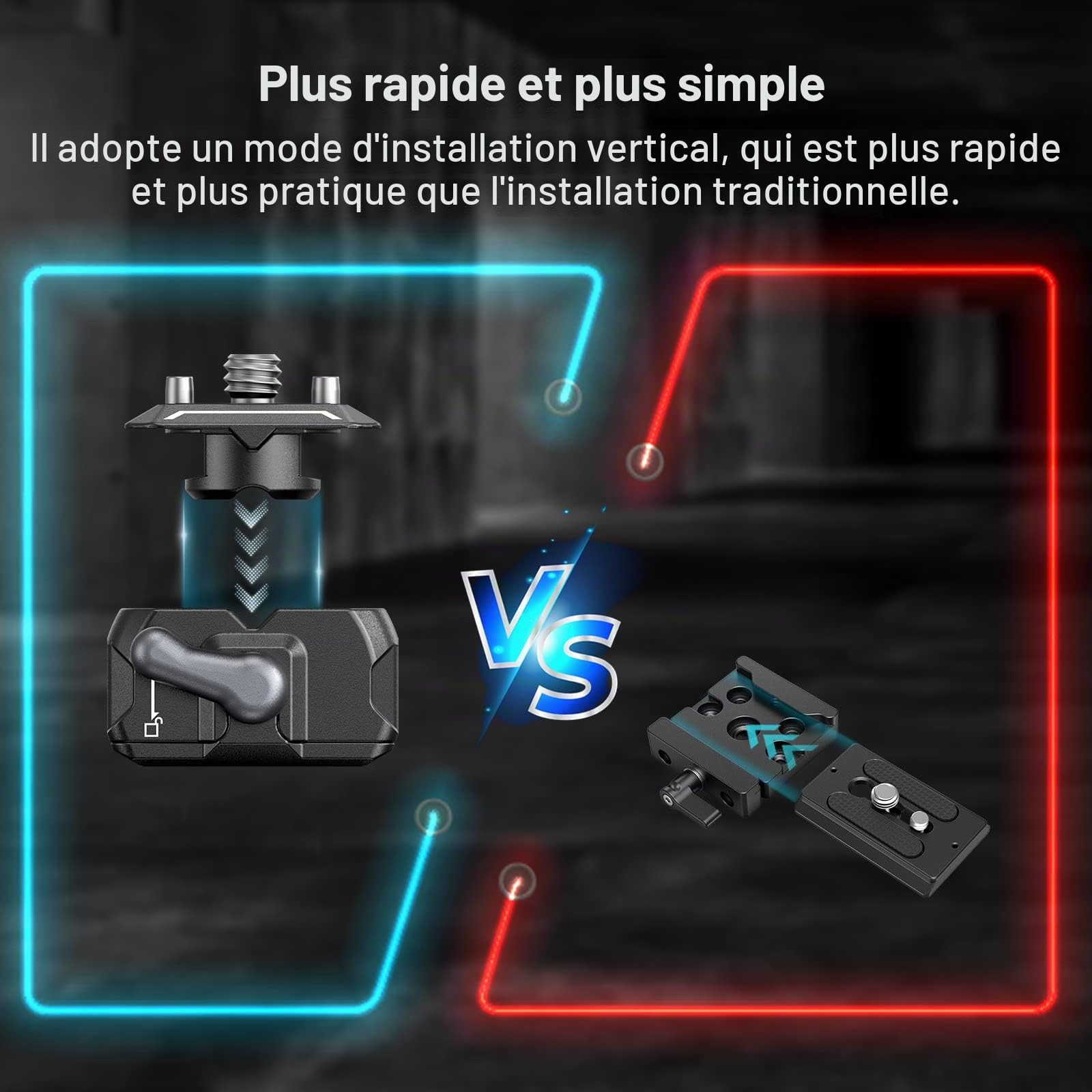 SMALLRIG Mini Plaque à Dégagement Rapide avec Vis 1/4", HawkLock Drop-in QR Plate Camera Mount pour Canon pour Sony pour Trépied, Monopode, Caméscope, Lumière LED, Caméra d'action, Moniteur - 3513C