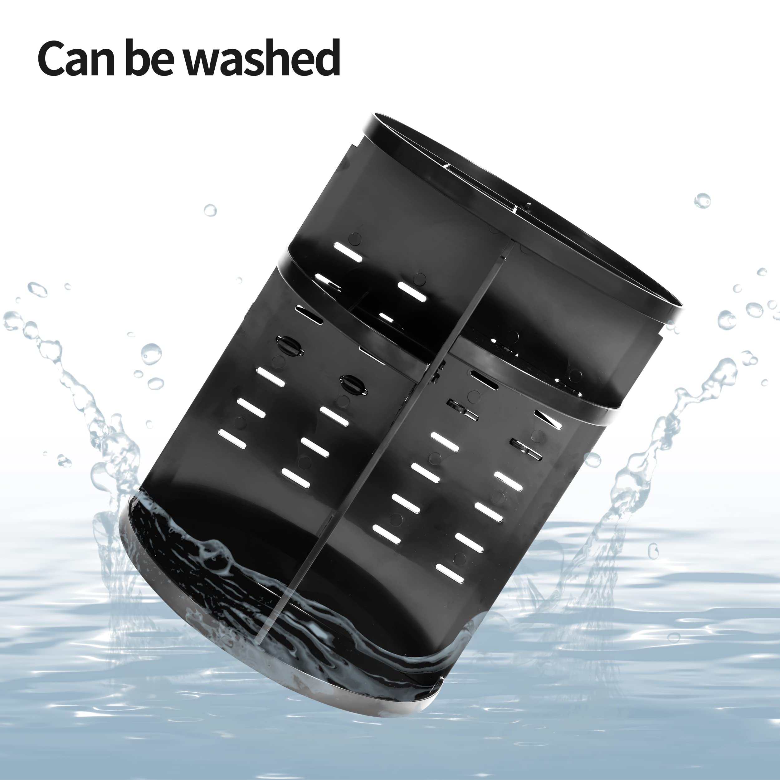 seinlife 360 Rotating Makeup Organizer,DIY Adjustable Spinning Holder,Foldable Cosmetic Storage Display box,Large Capacity Make up Caddy Shelf,Fits Countertop Vanity and Bathroom (BLACK)