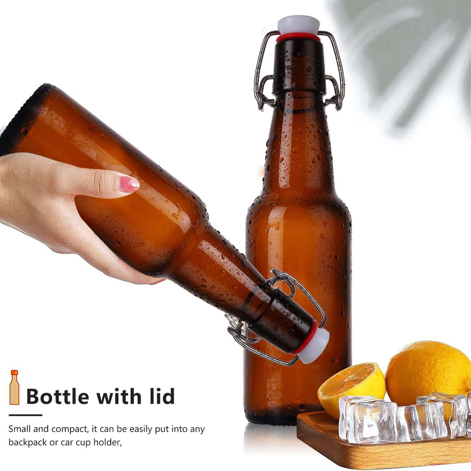 Alipis 2pcs Brown Glass Beverage Storage Bottles with Buckle Sealed Containers for Beer and Juice and Design