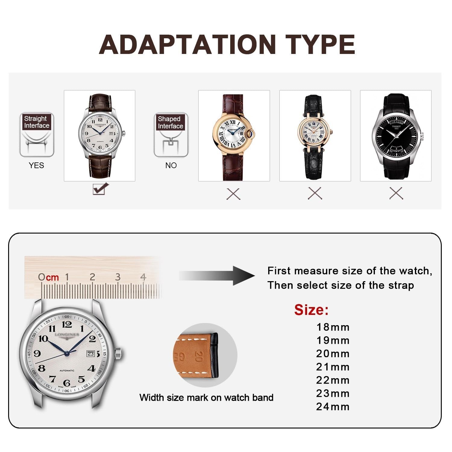 Cinturini per orologi in pelle con fibbia deployante per cinturino da uomo e orologio da donna Starp 18mm 19mm 20mm 21mm 22mm 23mm 24mm(Brown Brown Sliver,21)