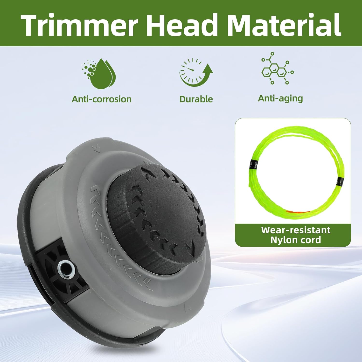 Trimmer Head,Weedeater Heads,String Trimmer Head Replacement For Echo,Ego,Stihl,Ryobi, Bump-Feed,Durability And Tangle-Free,Left-Hand Thread Shafts(Counter-Clockwise)Only,(Grey+13PCS hardware kit)