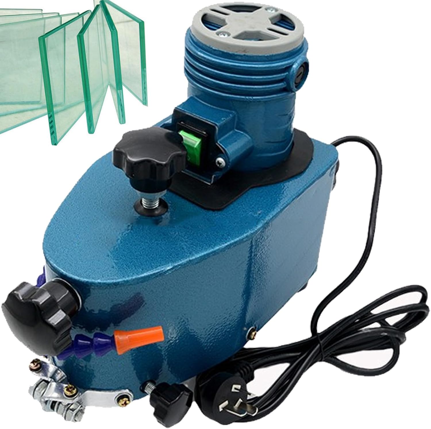 110V 800W Electric Small Glass Edging Machine 8000r/min Glass Grinder Glass Straight Round Bevel Edge Grinding Edging Machine for Acrylic Marble Ceramic 28×15×24cm