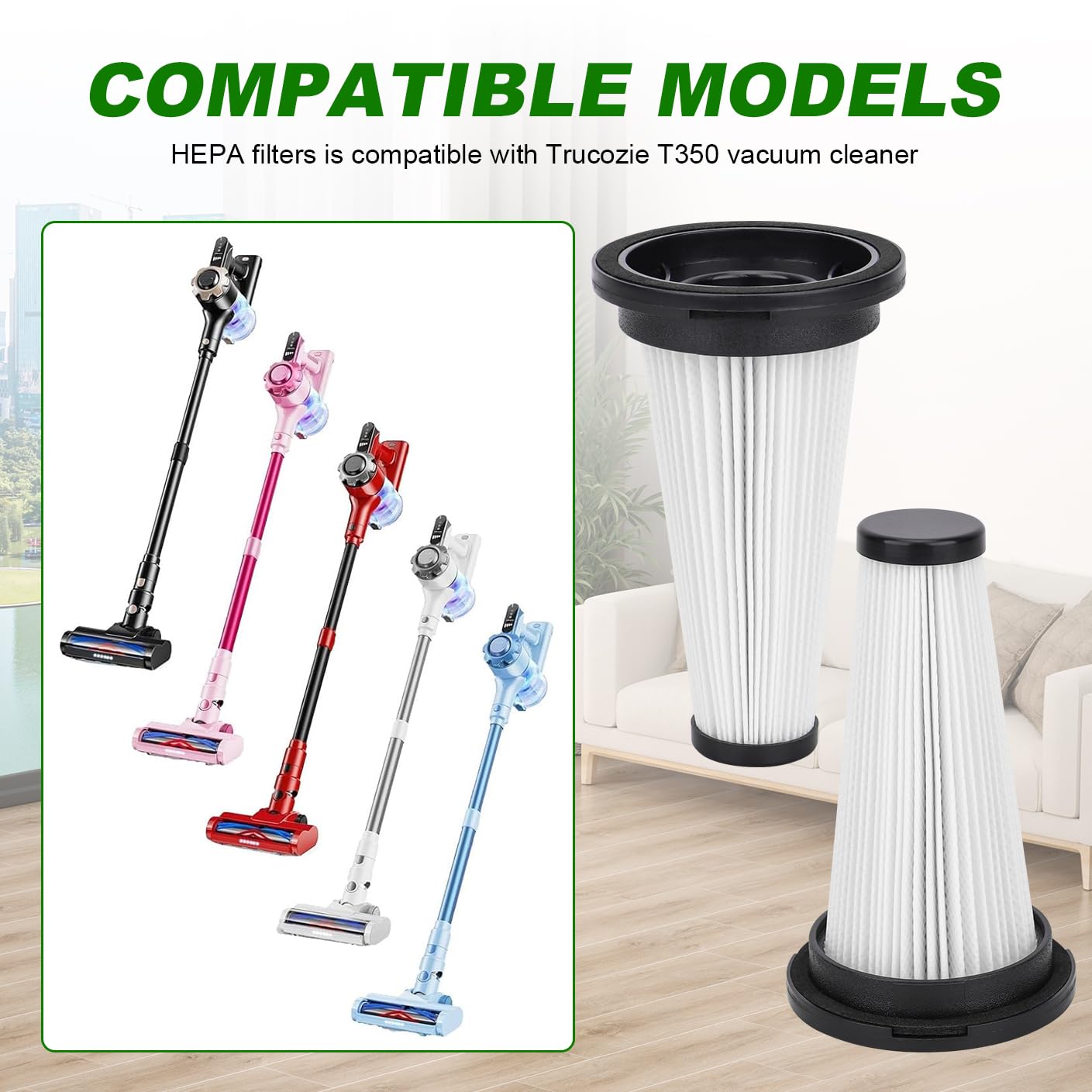 Pack De 2 Filtres HEPA Compatibles Avec Aspirateur Sans Fil