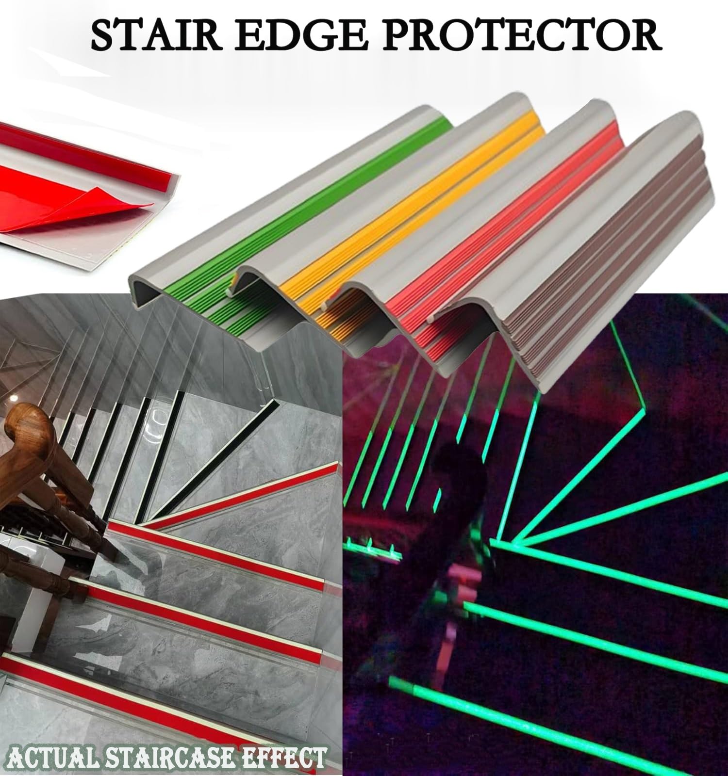 Treppenkantenschutz in L-Form - Selbstklebend Rutschfest Vinyl Gummi Treppenschutz Wasserdicht & Glow in the Dark Brown 70 Zoll - Perfekt für Sicherheit & Stil