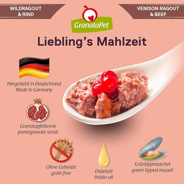 Foto 5 de 7 de GranataPet Lieblings's Mahlzeit Wildragout & Rind, Comida húmeda para Perros