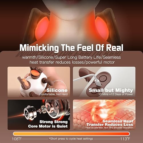 Miniatura 5 de Masajeador de cuello con calor para aliviar el dolor de tejido profundo Masajeador inalámbrico de cuello y hombros con calor y dedos Bionic Hand