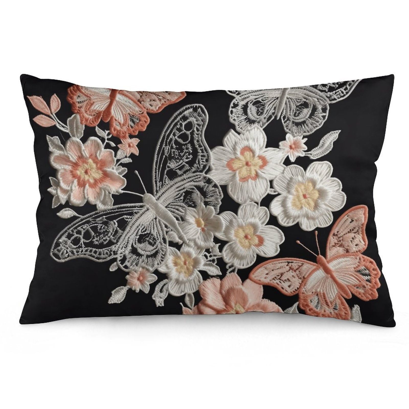 NONHAI 2 Pack Pillow Cases for Hair and Skin, Soft Breathable Pillow Case Covers with Hidden Zipper, Embroidery Floral Pillowcase 20"x30" Pillow Covers for Sleeping Gift