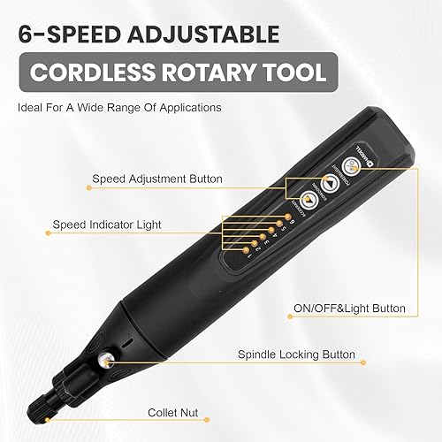 Miniatura 7 de HARDELL Herramienta giratoria inalámbrica kit de mini herramientas rotativas de 4 V 5 velocidades 25000 RPM con 101 accesorios batería de iones de