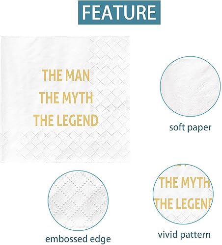 Miniatura 4 de Telón de fondo de cartel de The Man The Myth The Legend y 50 servilletas, decoración de fiesta de cumpleaños del día del padrepapá, suministros de