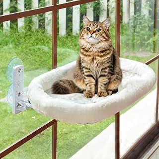 Cat Window Bed Folding Window Hammock for Cat Window Bed,52cm Window Hammock up to 40lb Gray(White Winter Double-sided,L-52cm)