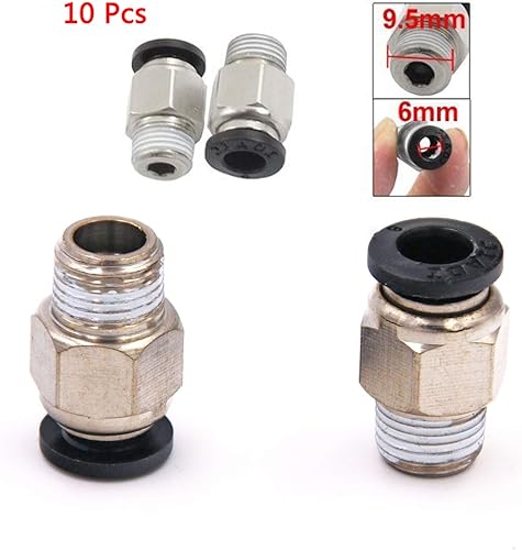 Miniatura 2 de 18 "PT macho empuje en el conector neumático conjunto accesorios rápidos rosca diámetro 0.236 in para industria automática 10 unids