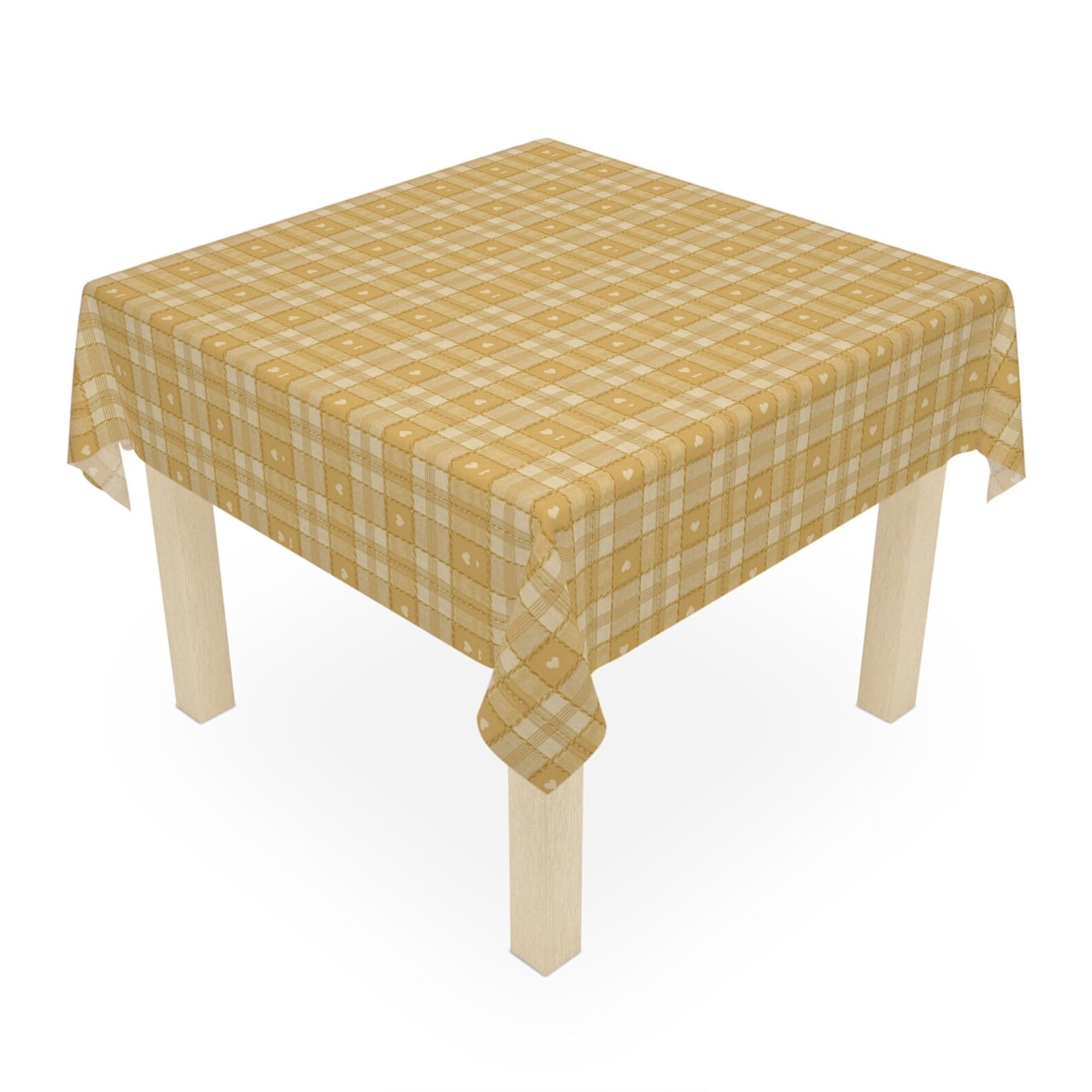 AKAKUS Table Cloth Wipeable Tablecloth PVC Plastic Wipe Clean Waterproof Square Table Cover Protector for Kitchen Picnic Outdoor Indoor (Ochre, 137x137.cm (54"x54" inch))