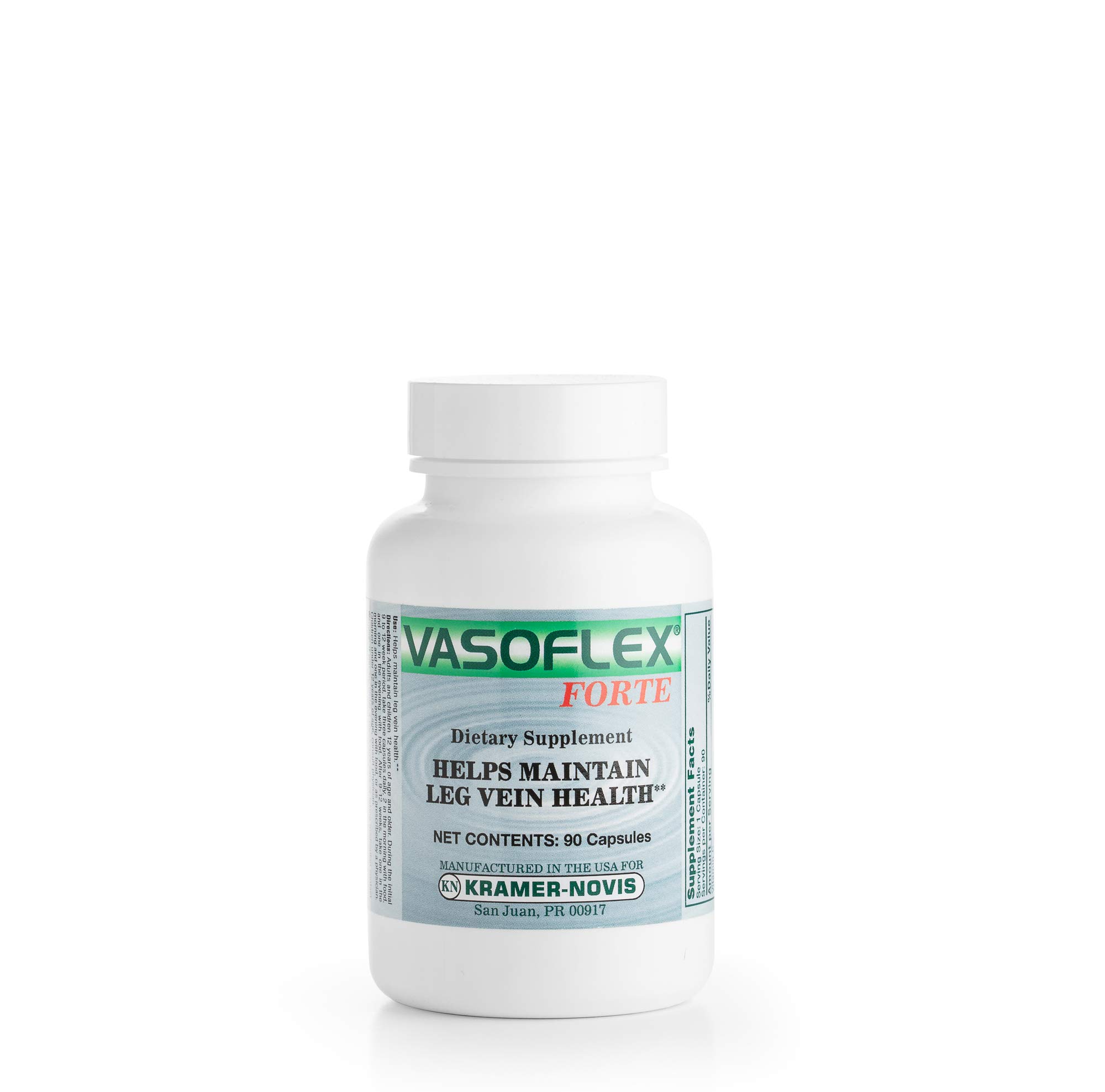 Vasoflex-Forte® Leg Vein Health Supplements. Blend of Vitamin C, Butcher's Broom Root Extract, and Hesperidin. Vitamin C and Herb Root Extract Supplement Helps Maintain Leg Vein Health. 90 Capsules