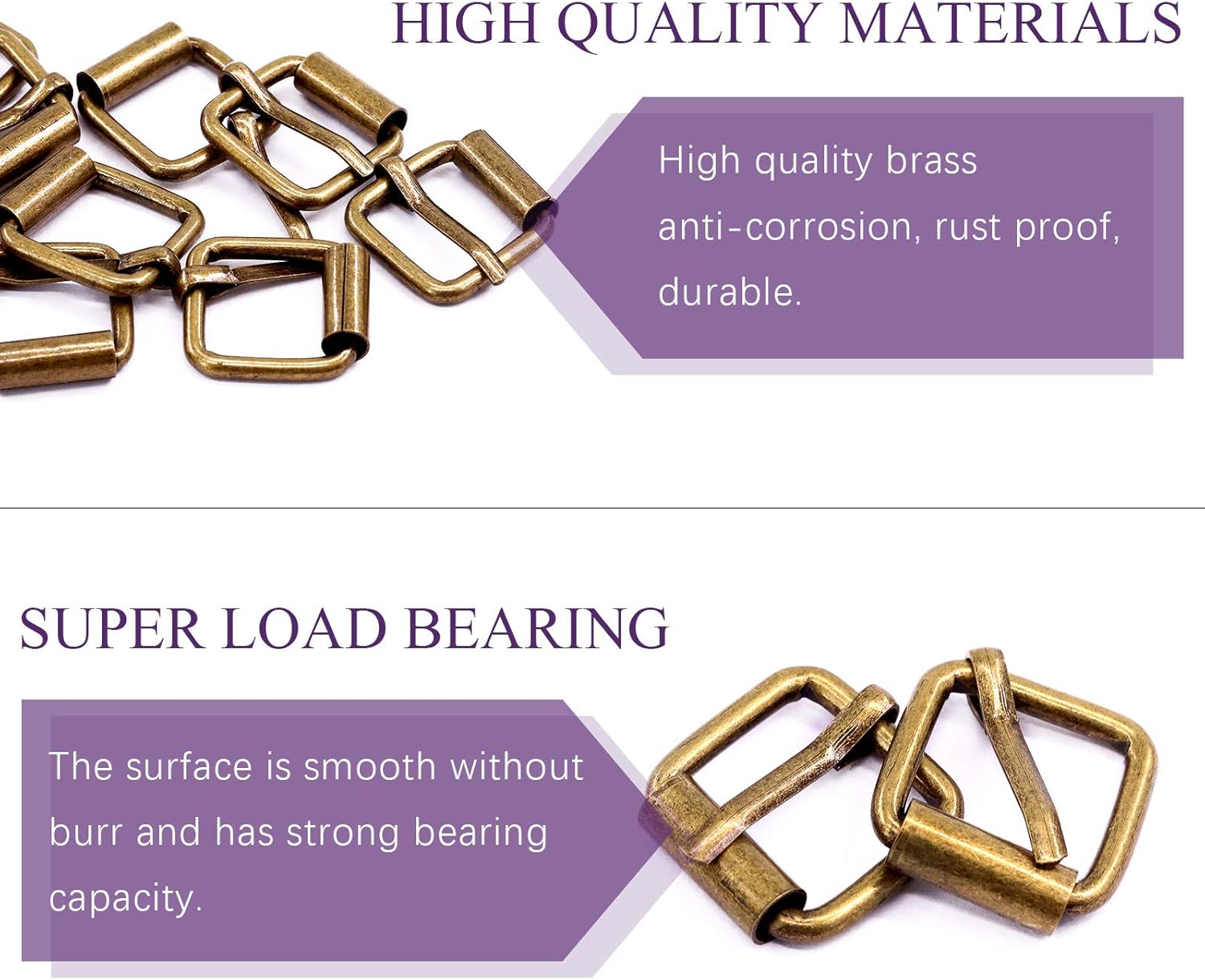 Swpeet 60Pcs Heavy Duty Multi-Purpose Metal Roller Buckles Metal Rings for Belts Hardware Bags Ring Hand DIY Accessories - Image 3