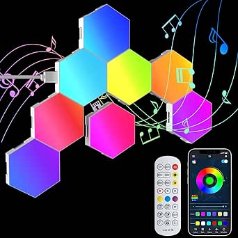 GIACOMO 10PCS LED Sechseck Gaming Wandleuchte, Hexagon RGB Panel, Smart Sechseck Wandleuchten Gaming Wand Licht App Steuerung Musik Sync,DIY Modular Geometry Assembly für Gamer Zimmer Room Decor GIACOMO 10PCS LED Sechseck Gaming Wandleuchte, Hexagon RGB Panel, Smart Sechseck Wandleuchten Gaming Wand Licht App Steuerung Musik Sync,DIY Modular Geometry Assembly für Gamer Zimmer Room Decor