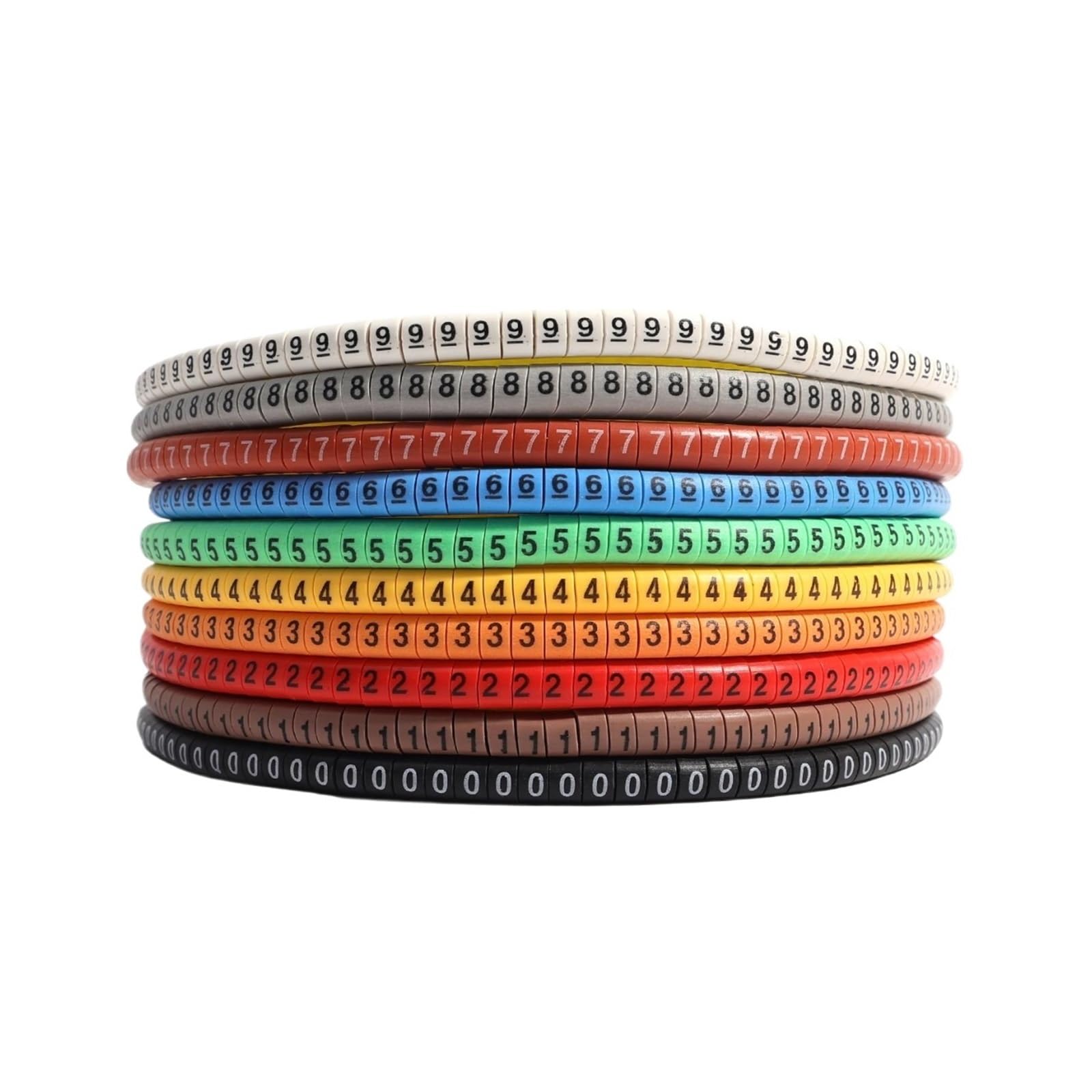 Wdsbznb 2Set (1000 Labels) Cable Tags 500-2000Pcs Cable Marker Wire Label Mark Number 0 To 9 Colored Insulation Pvc Labels Sleeves(,1.5 Square)