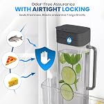 SlimFit 2 Quart (2 Liter) pichet avec couvercle - Pot d'eau pour porte du réfrigérateur - Échec 64oz pichet en plastique avec couvercle - Conteneur de boisson pour jus, Thé glacé, Café, Sans BPA en plastique, Noir