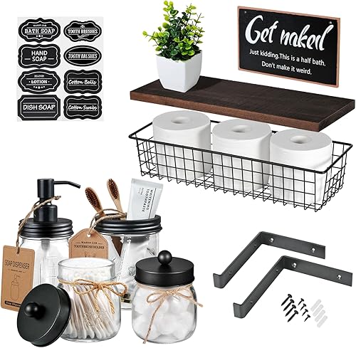 Miniatura 15 de SheeChung Juego de 6 frascos Mason de accesorios de baño, soporte para cepillos de dientes, dispensador de jabón, soportes Qtip, jabonera, Blanco