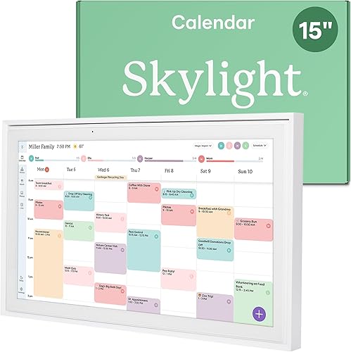 Skylight Calendario: planificador de pared de 15 pulgadas, calendario digital y gráfico de tareas, pantalla táctil inteligente interactiva para