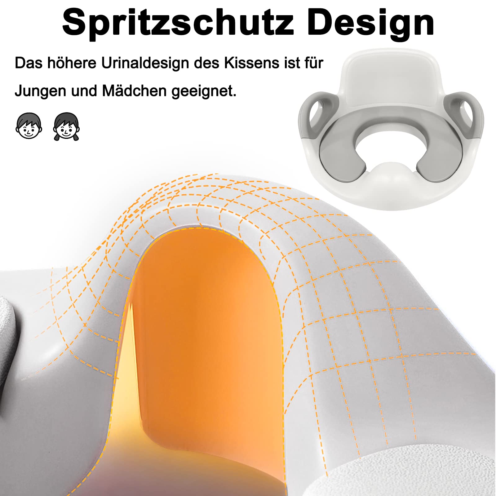 Kinder Toilettensitz WC Sitz, Baby Training Toilettentrainer, Grau