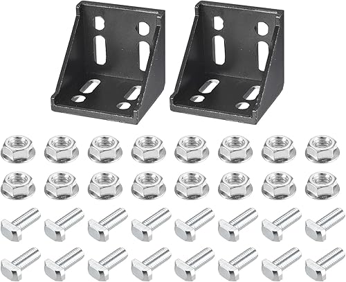 uxcell Juego de 2 soportes de esquina interior, 2.205 x 2.205 x 2.323 in, conector de ángulo 6060 para perfil de aluminio europeo serie 6060