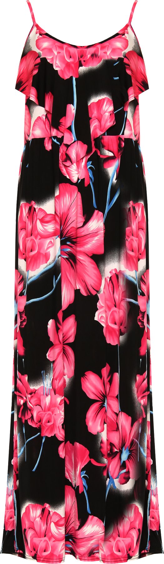WearAll Plus Womens Strappy Sleeveless Long Maxi Dress Ladies Floral Print Stretch New - Pink - 18