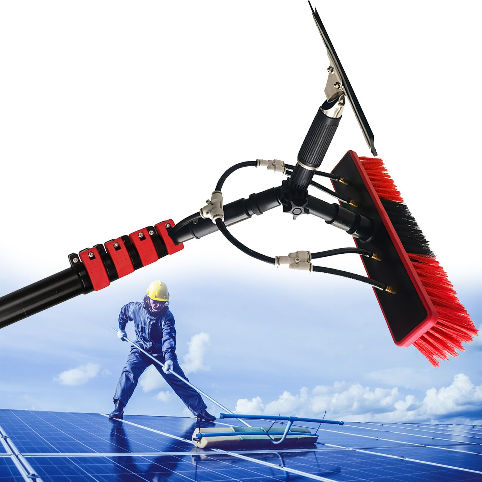 GYEQXKT Telescopic Solar Panel Cleaning Kit - Extendable Window Washer Brush, Water Brush for Roof & Veranda Cleaning, Ideal for Photovoltaic Panel Maintenance