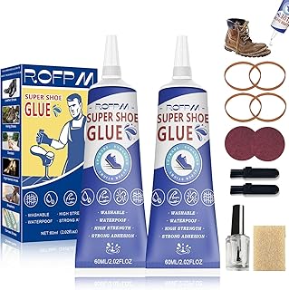 Shoe Glue Sole Repair Adhesive Kit Shoe Glue for Sneakers, Boots, Leather, Handbags, Soles, Heels + Rubber Cement Eraser Cleaning Tool for Removing Adhesive Residues(60ml*2)