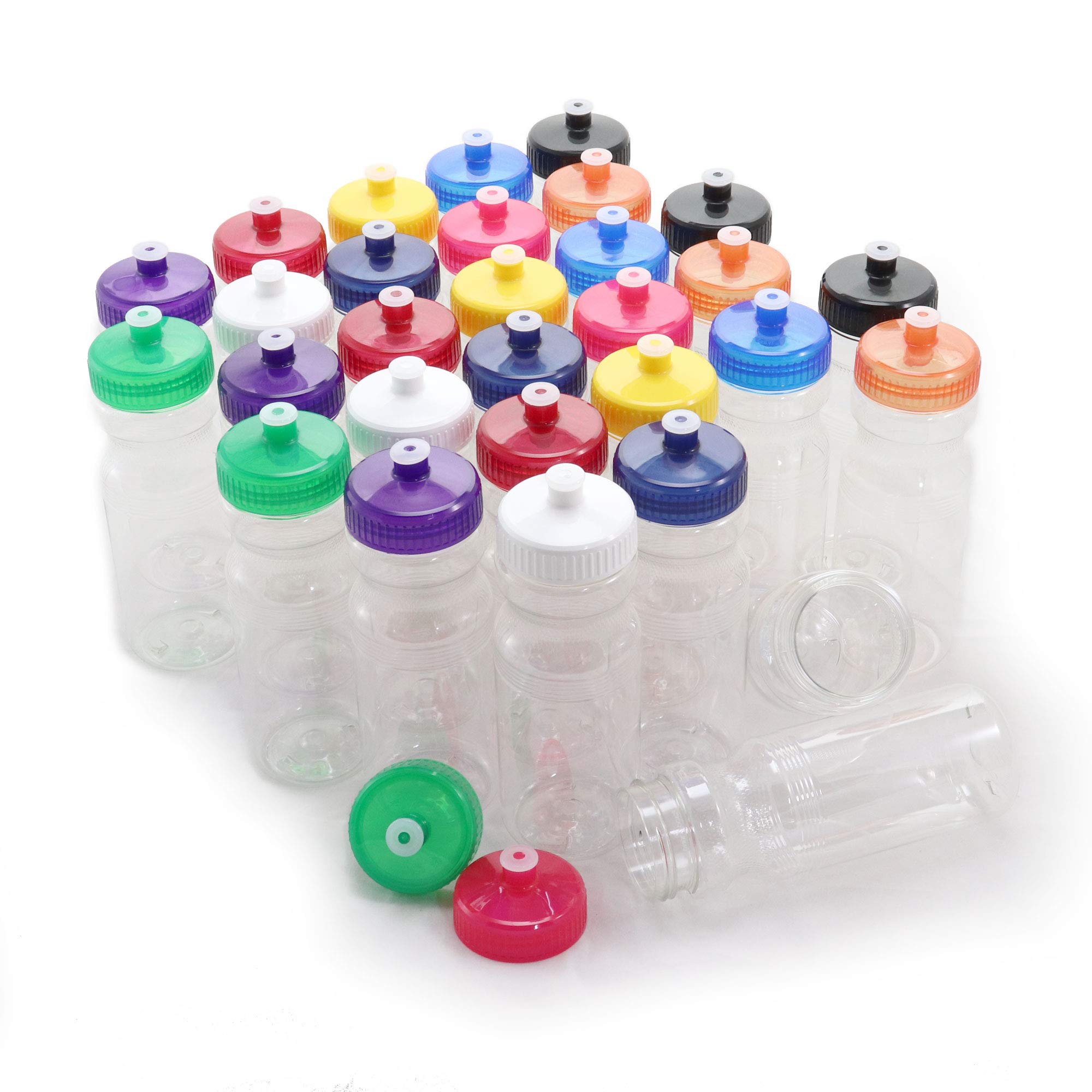 Rolling Sands BPA-freie Wasserflaschen, 680 ml, transparent/regenbogenfarben, 30 Stück, hergestellt in den USA