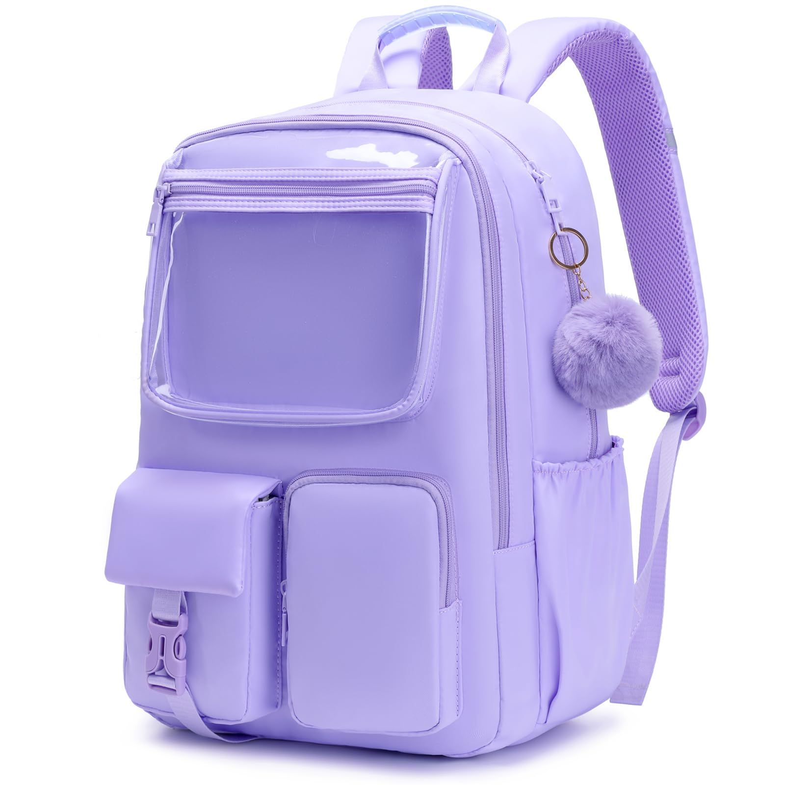 Ocbabe Big Kids Backpack for Girls Bookbag College Middle High School Bag for Student Purple Plain Ita Bag