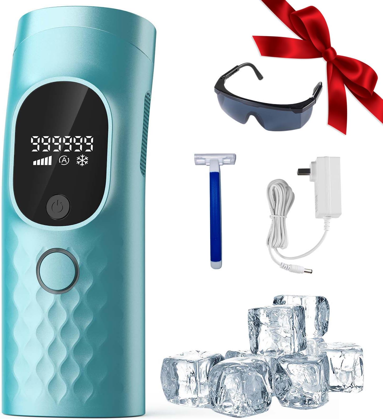 Laser Hair Removal for Women and Men - Permanent Painless Ice Cooling IPL Device Remover Machine with Shaver, Goggles, 999,999 Flashes for Body and Face, Corded