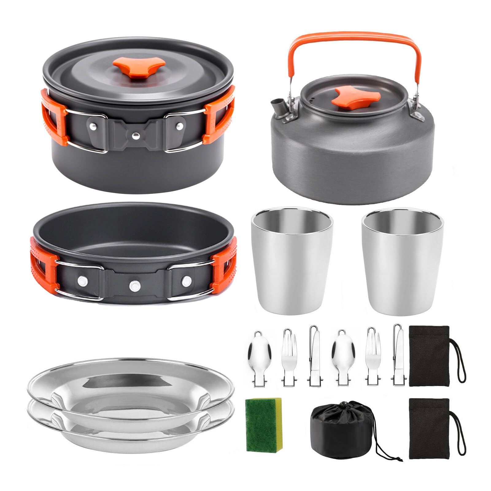 Set Pentole Da Campeggio 17 Pezzi - Acciaio Inox 304 Per Escursioni E Picnic - Foto 5