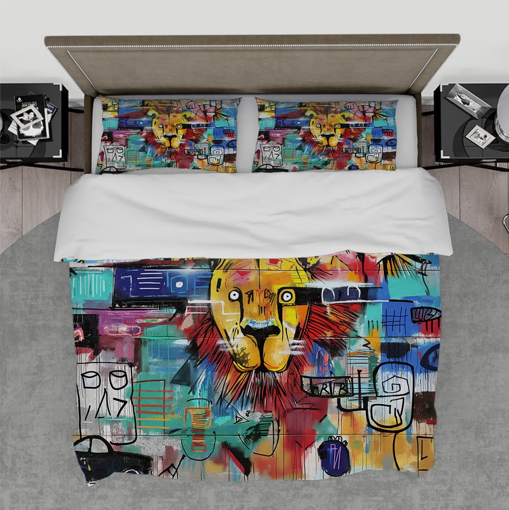 Parure de couette sportive lion en microfibre respirante et infroissable 180x200