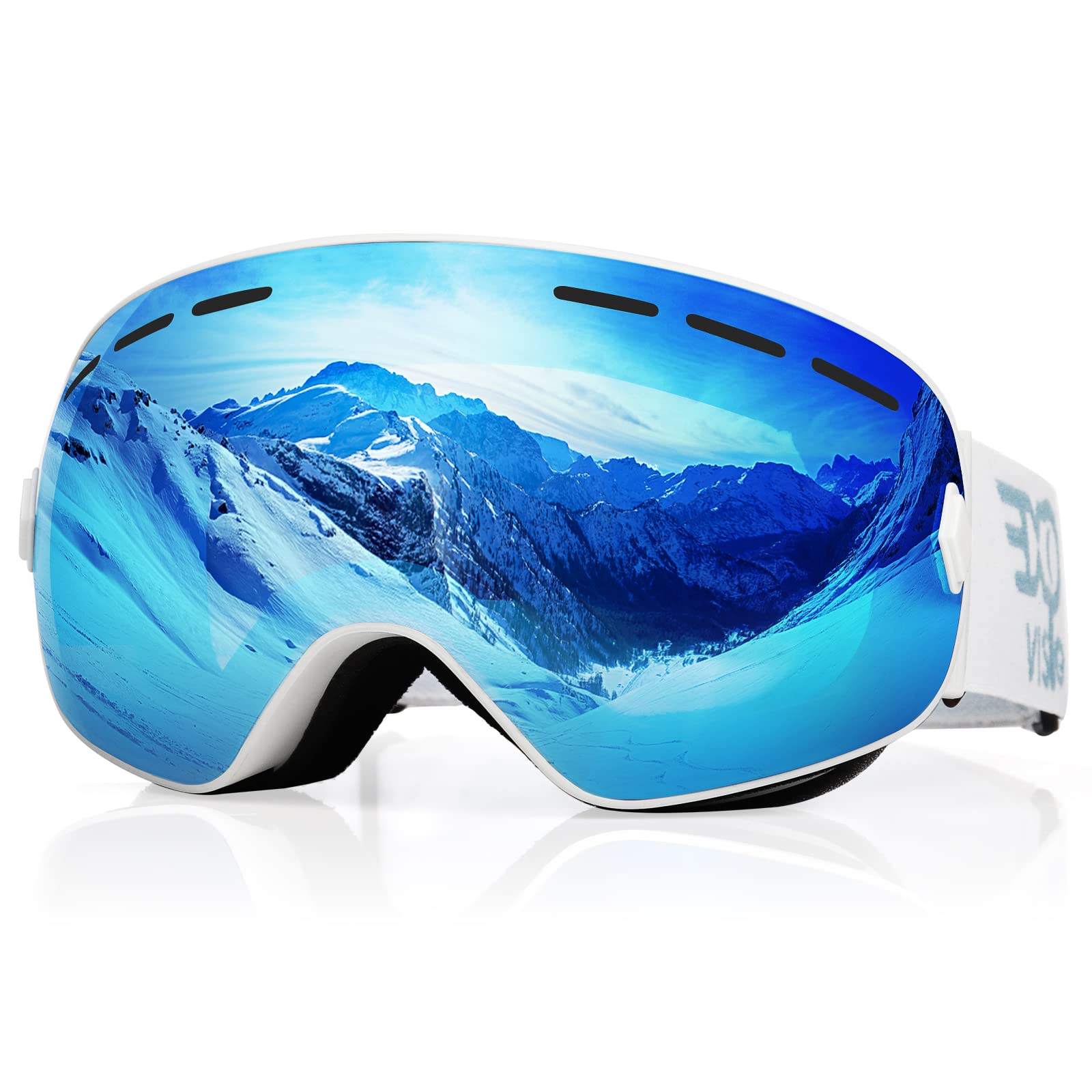 EXP VISION Snowboard Ski Goggles Men Women Youth, Anti Fog OTG Winter Snow Goggles Spherical Detachable Lens