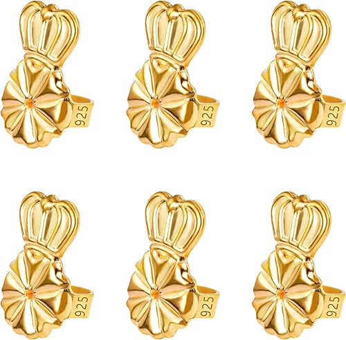 Miniatura 9 de Espalda levantadora de aretes de plata de ley 925 para orejas caídas, ajustables, hipoalergénicas, para aretes pesados