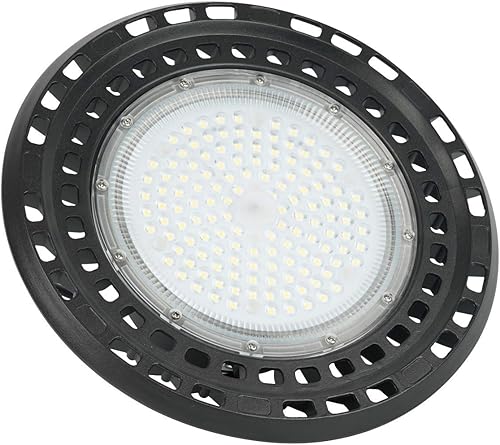 Miniatura 4 de Q QINGCHEN Luz blanca cálida de 3000 K 2800 K LED de alta bahía de 100 W, certificado ETL de espectro completo UFO High Bay LED Shop Light para