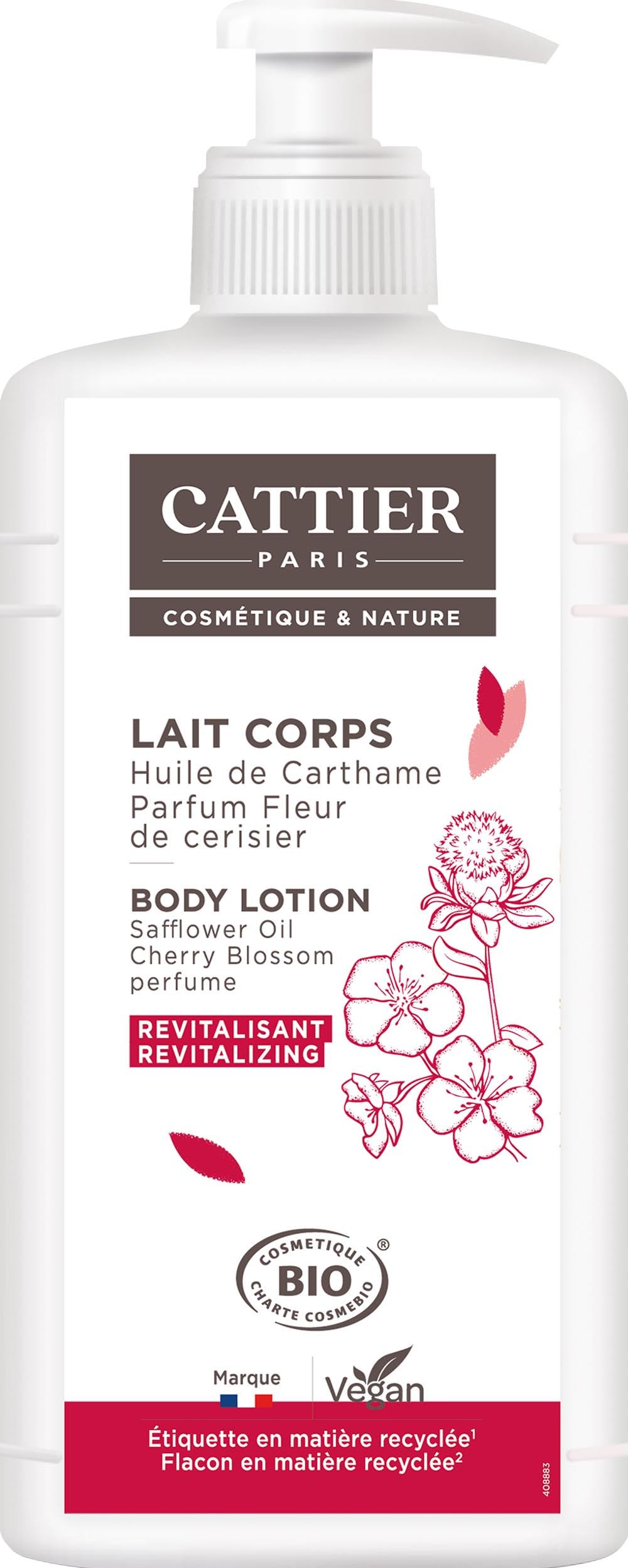 Cattier Lait Corps Revitalisant Carthame Fleur de Cerisier 500ml