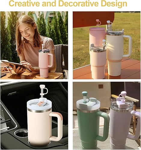 Miniatura 7 de Ghislaine Cubierta de popote para copa Stanley, adorno de popote para vasos Stanley de 40 a 20 onzas, accesorios de silicona para popotes, tapa de