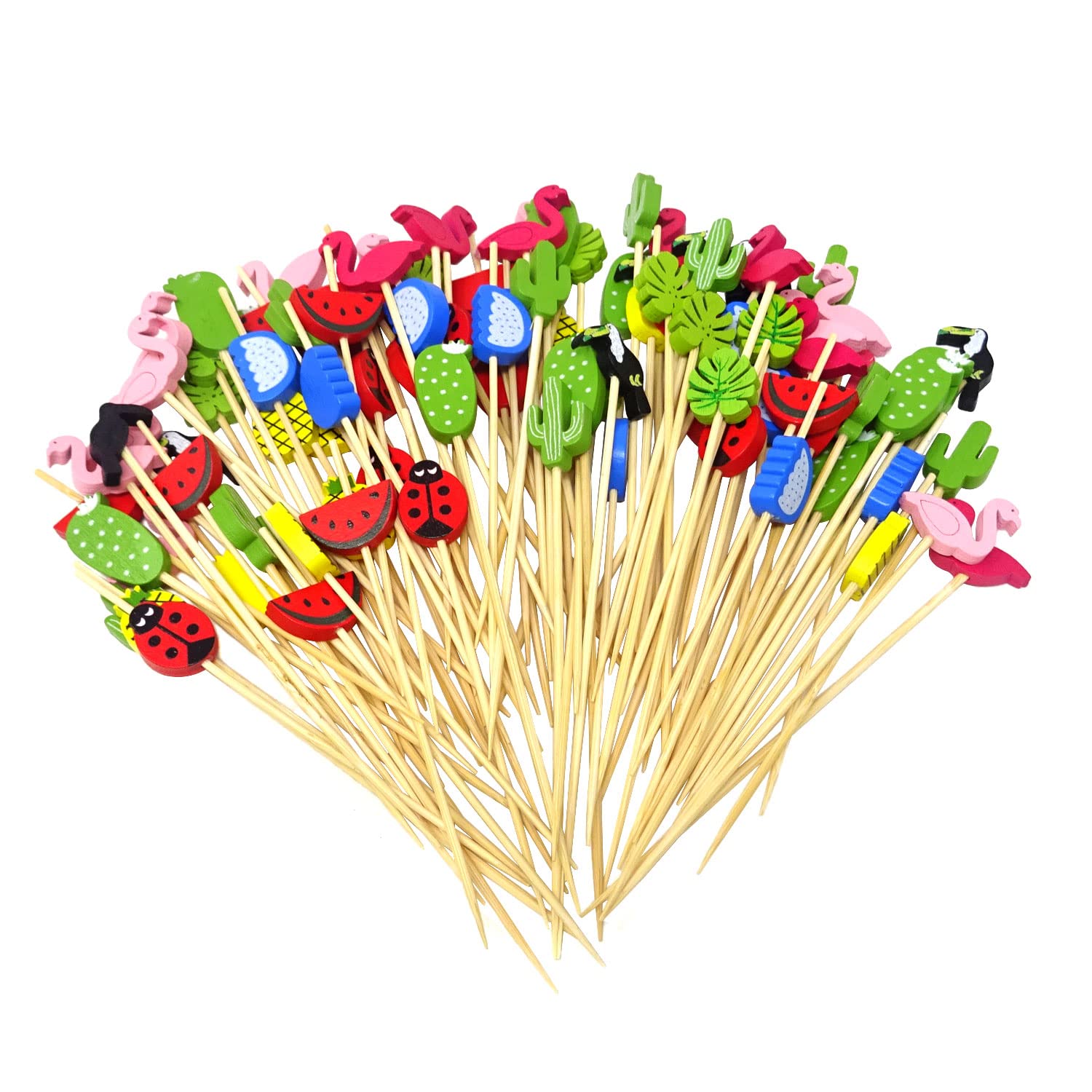 Honbay 100PCS Fish Shape Cocktail Picks - Wooden Appetizer Skewers For Party Food Decor