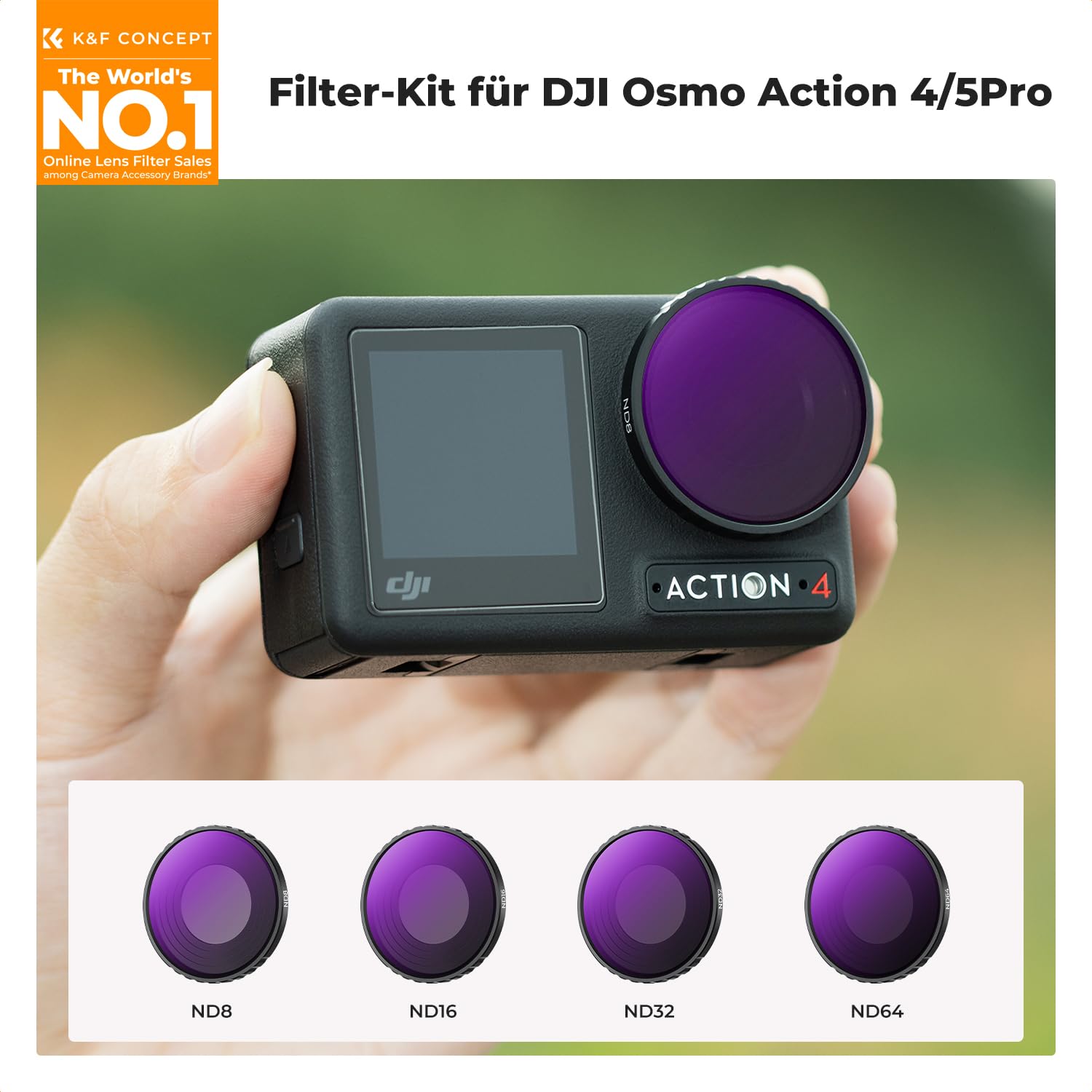 Ooni Koda 16 Kit Filtri K&F Concept Per DJI Osmo Action 5 Pro/4 - CPL + ND8, ND16, ND32, Vetro Ottico Actioncam Nilox