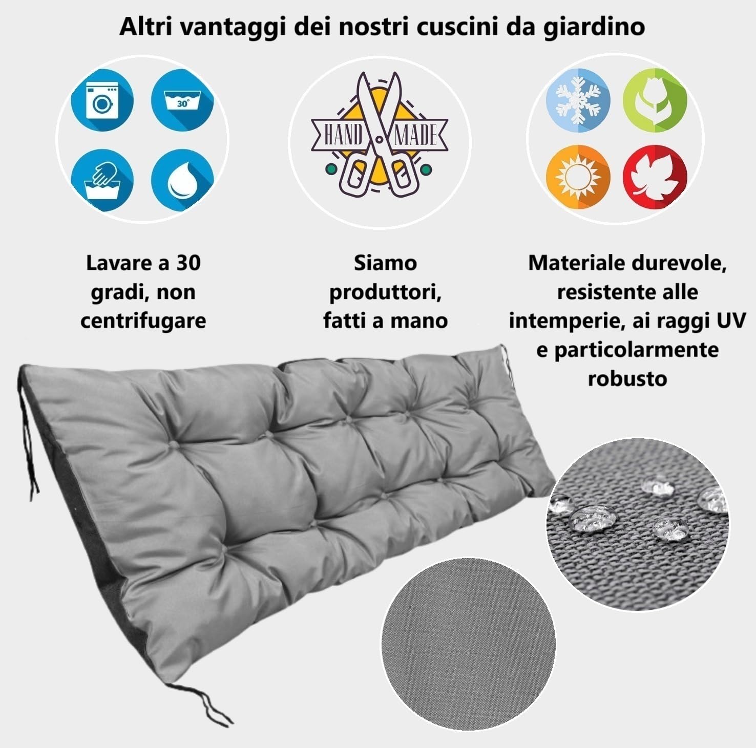 cuscino per seduta con nastri, cuscino per panca da giardino e mobili in pallet, cuscino per seduta trapuntato per pallet