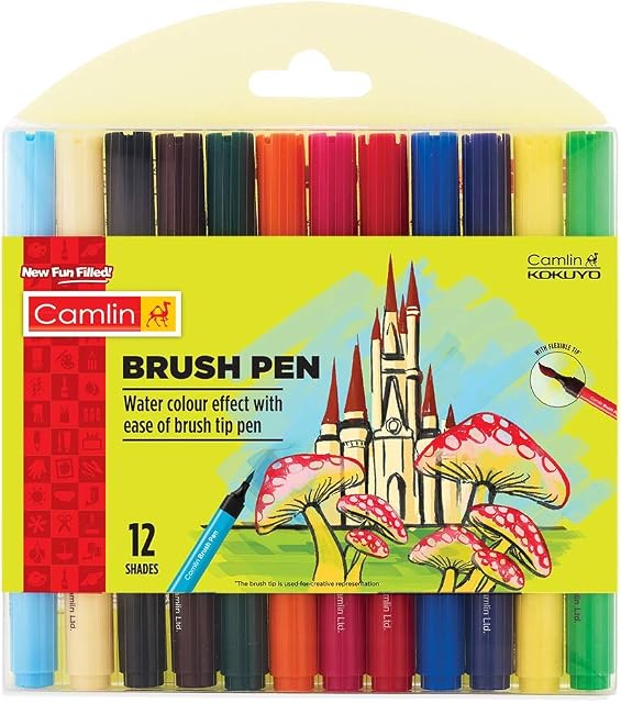 Camlin Kokuyo Brush Pen, 12 Shades (Multicolor)