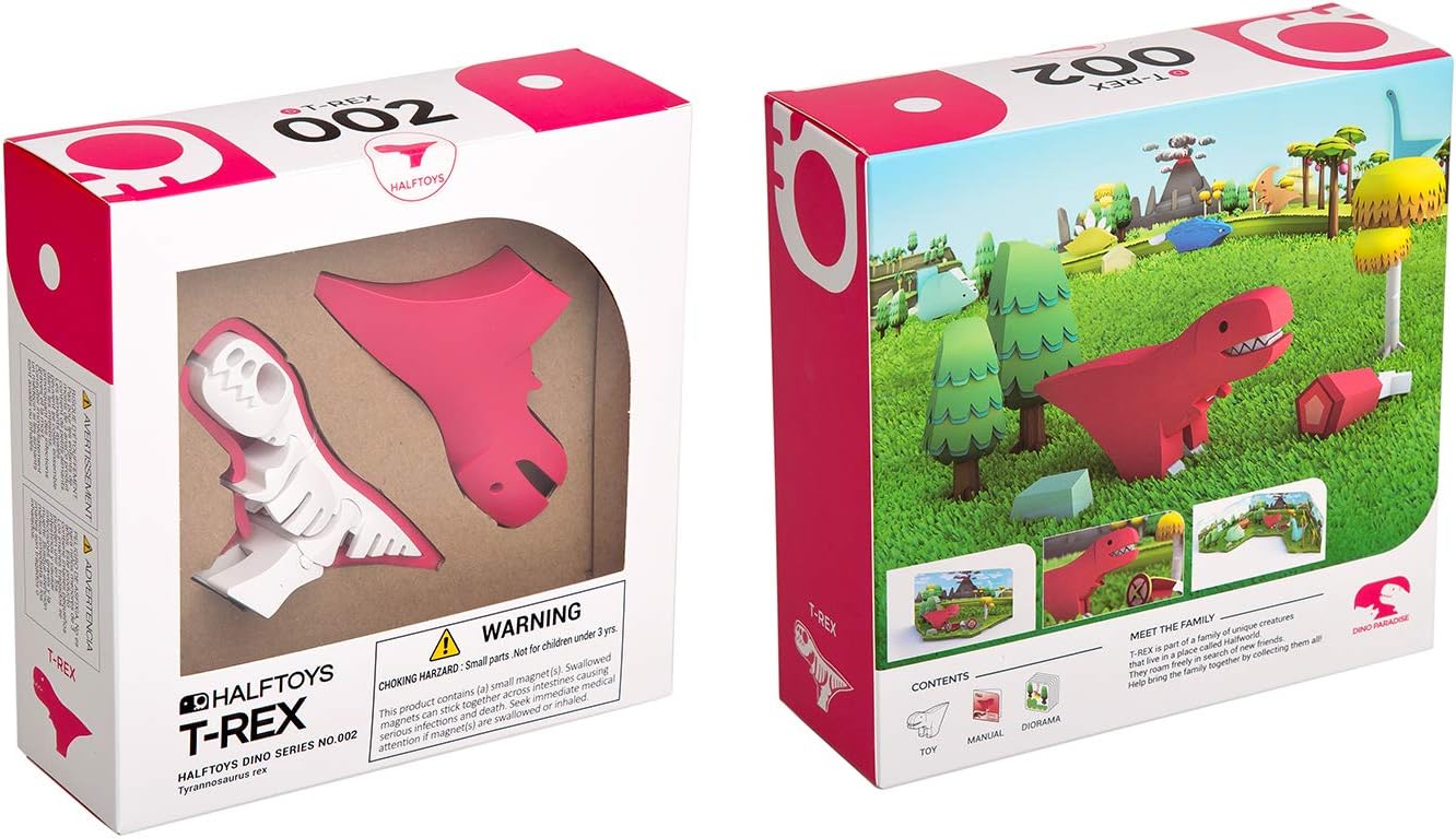 HALFTOYS T-Rex Magnetic 3D Puzzle - Early Learning Interactive Brain Teaser Toys, Birthday Gifts for Kids, Educational Toy Set for Boys & Girls - Teacher Approved! Dinosaur Toys for Ages 3+