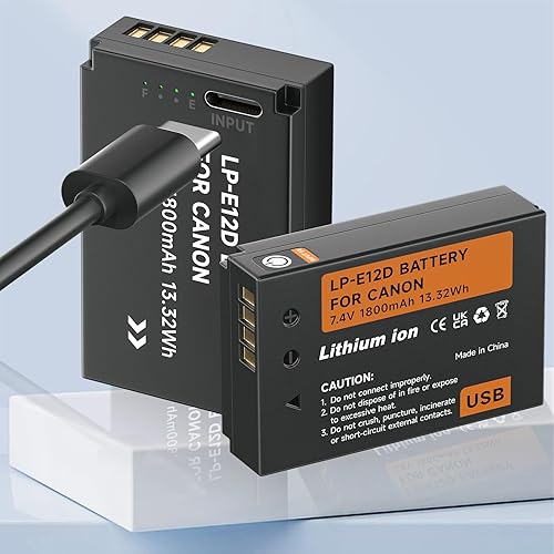 Mspalocell Batería LP-E12, Canon LP-E12 Batería de iones de litio Carga directa USB para Canon EOS-M, EOS M2, EOS M10, EOS M50, EOS M50 Mark II, EOS