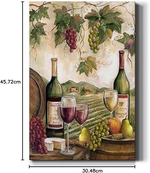 Amazon.co.jp: Renditions Gallery ヴィンヤードウォールアート、赤&白