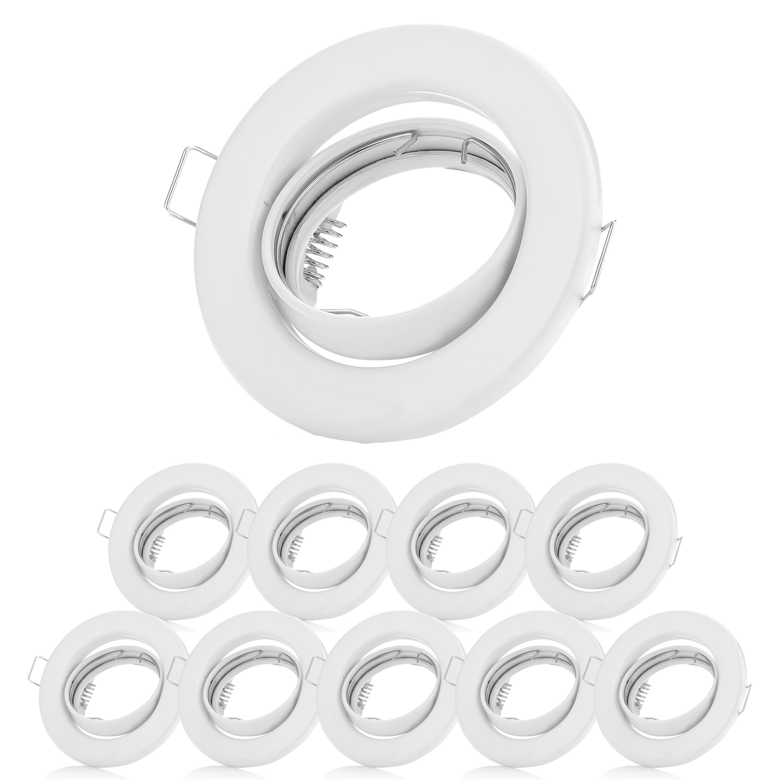 10x Sweet Led Cadre encastrable incluant douille GU10 - Spots encastrables IP20 230V - adaptés pour LED & halogène - Spots encastrables orientables en métal - Ø 88mm, blanc